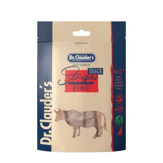Dr. Clauder's jutalomfalat Stripes Large Marhahús Csíkok 80g